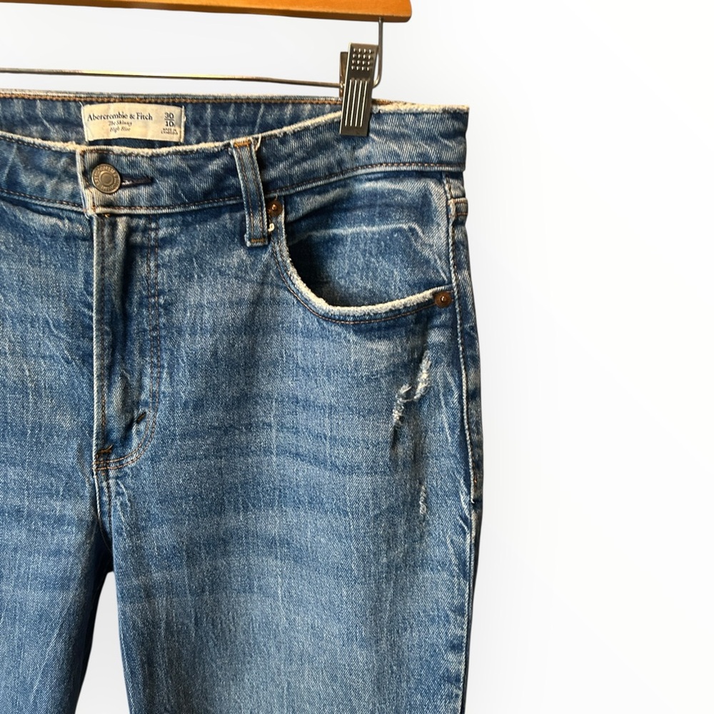 Abercrombie & Fitch The Skinny High Rise Medium Wash Jeans Size 30/10 Long - Picture 5 of 13